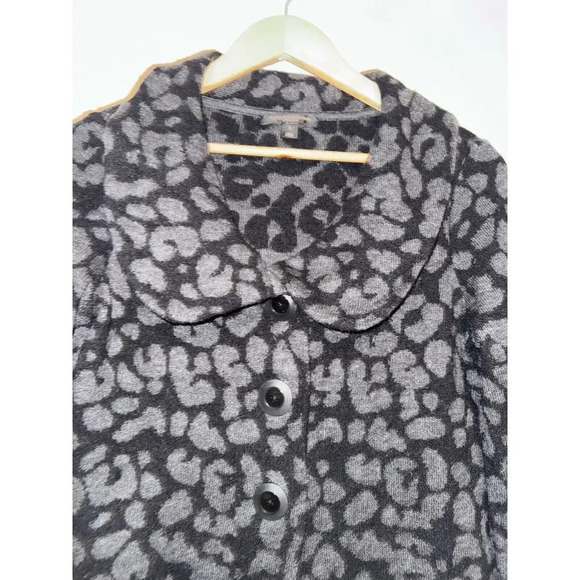 Classiques Entier Leopard Silk Cashmere Wool Sweater Cardigan Jacket SZ SMALL - Picture 2 of 9